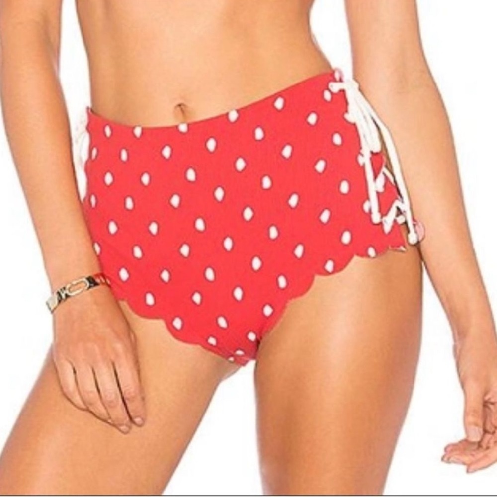 Marysia Swim Palm Springs polka-dot lace up bikini bottom